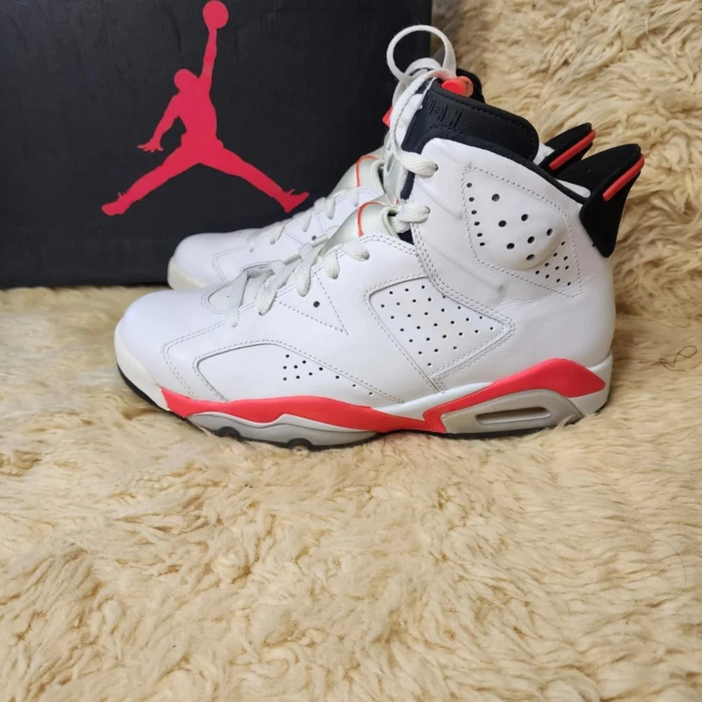 Jordan Kids White and Red High-Top Sneakers